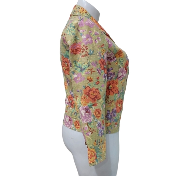 Coldwater Fall Floral Blazer Women's Sz M Floral Tweed Jacket - Picture 5 of 10